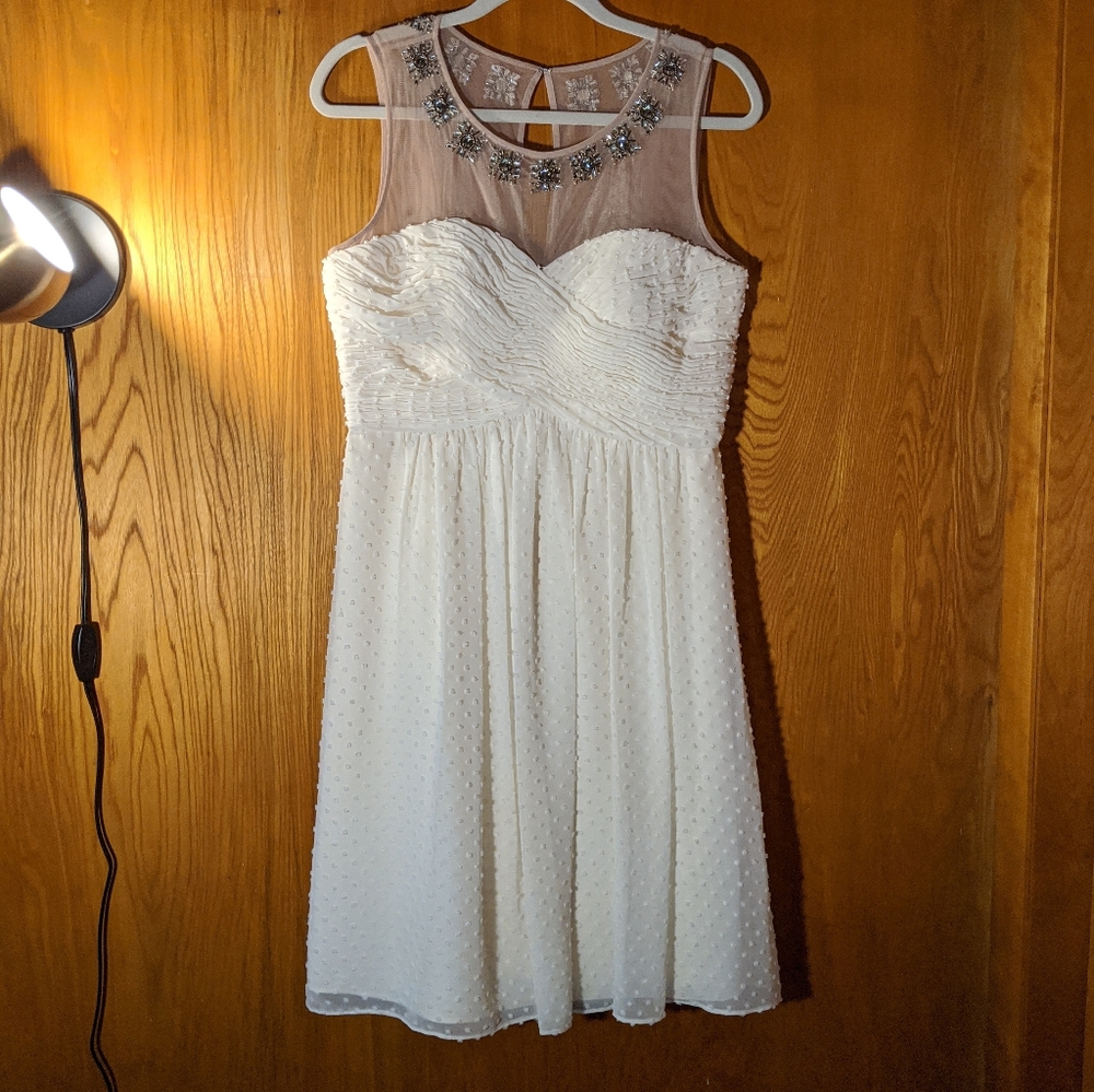 Ivanka Trump Ivory and Nude Jeweled dress